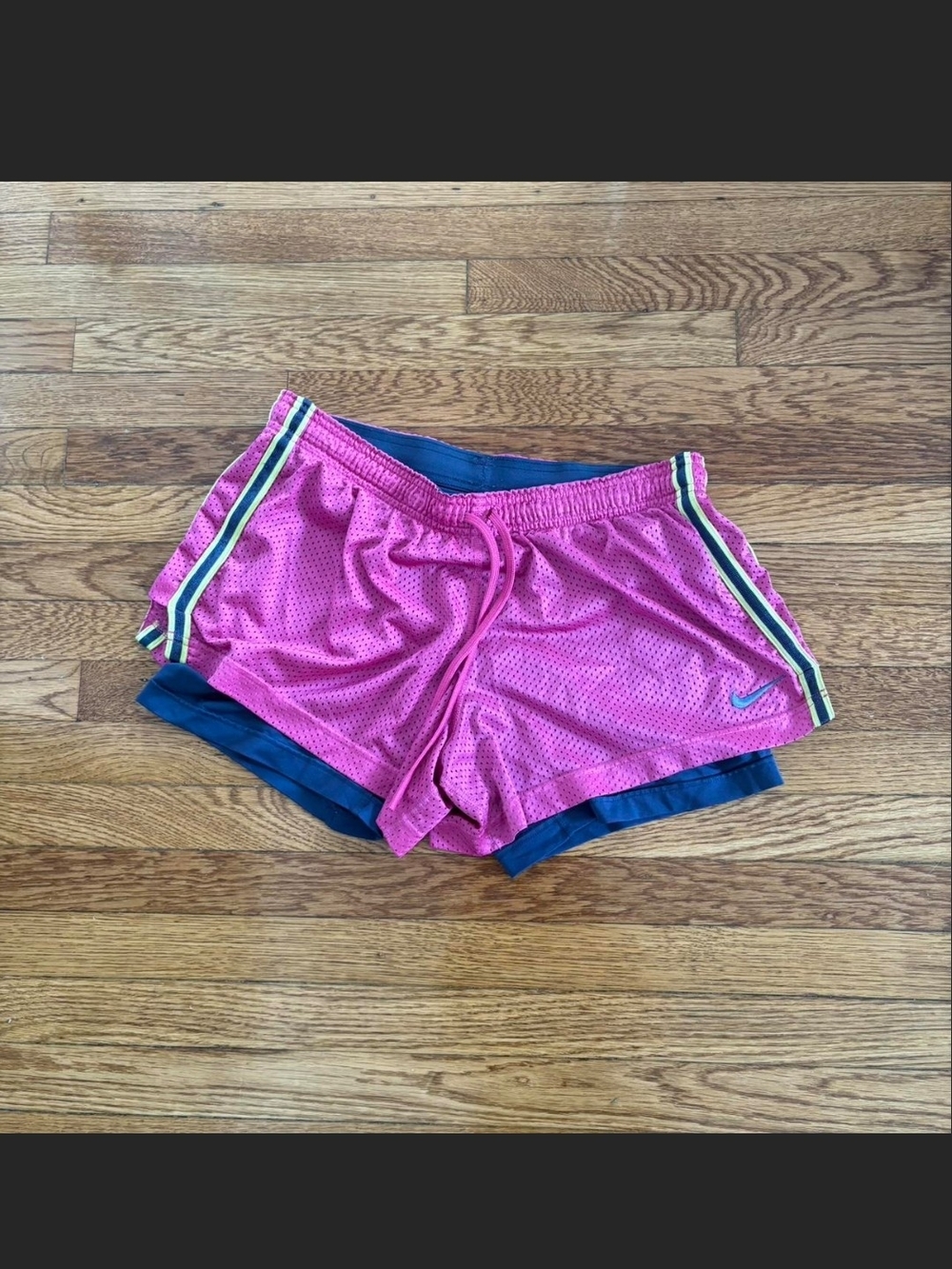 Nike Women’s Pink Mesh Athletic Shorts with Navy Liner